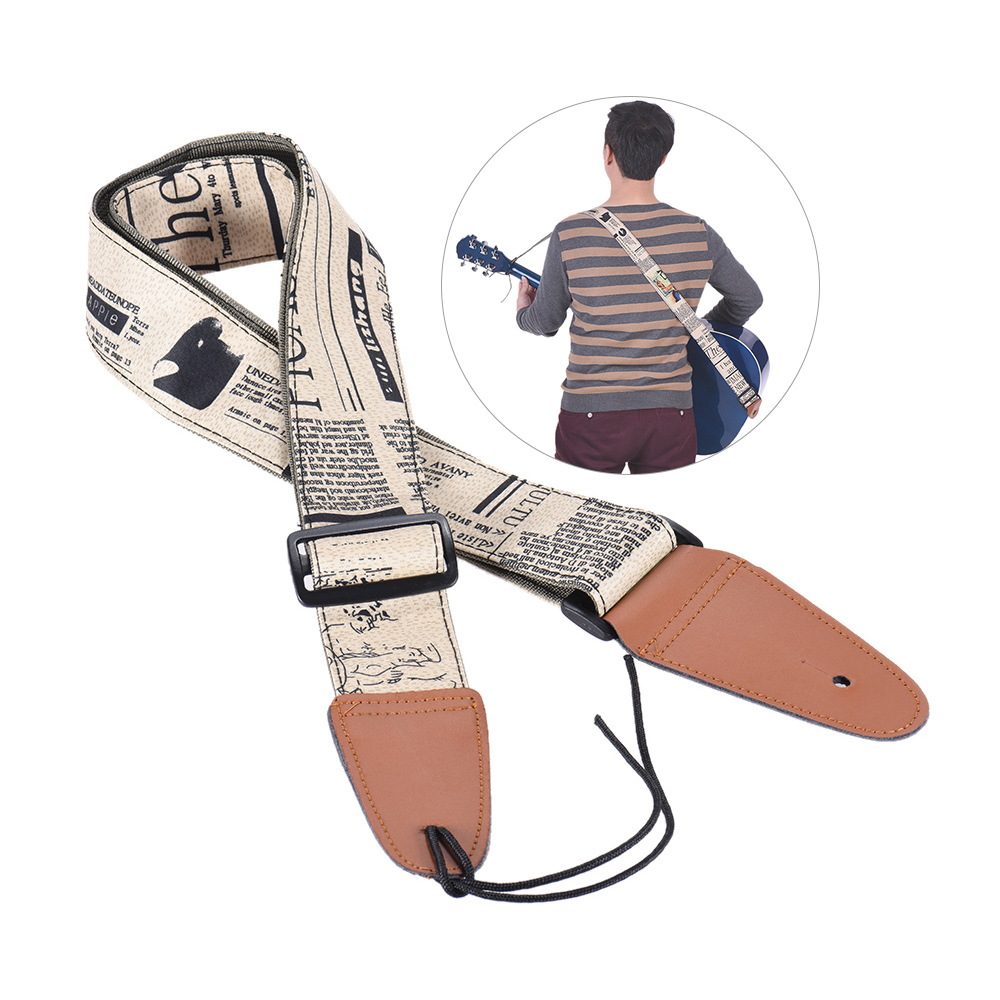 Leather Classic Strap - Confortável ajustável guitarra ombro cinta, couro