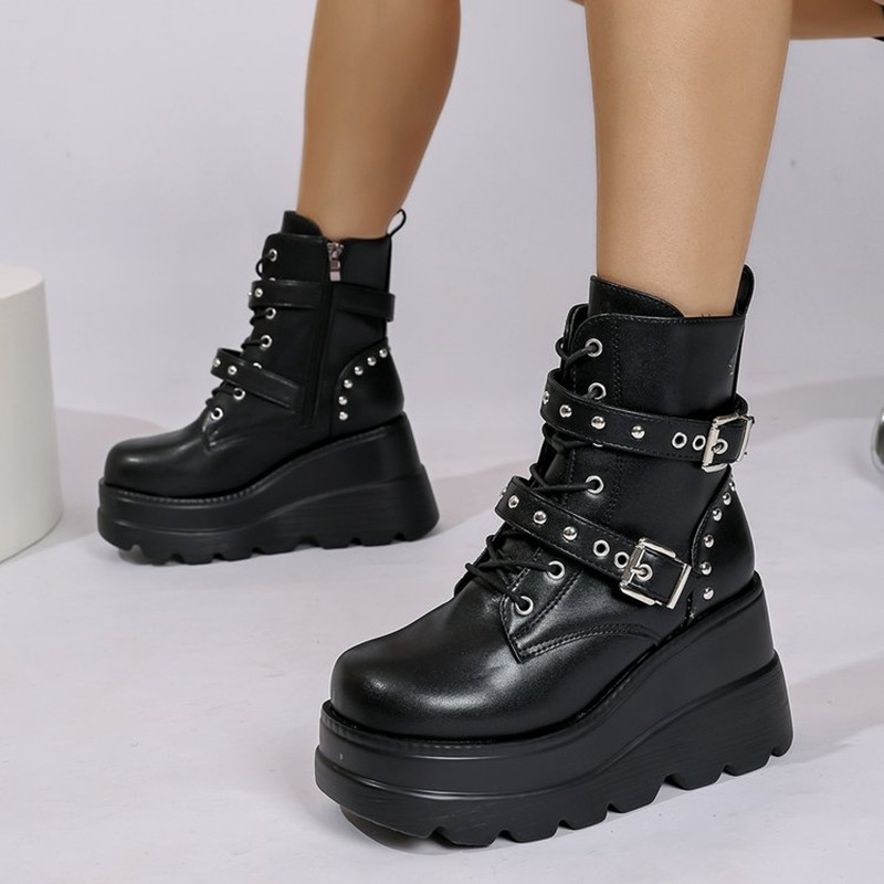 Leather Classic Strap - Botas Femininas de Couro Cano Curto
