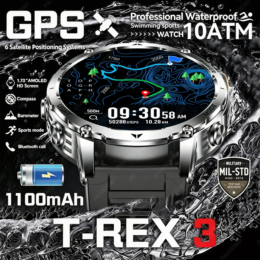 Smartwatch M Active - Smartwatch T-Rex 3 de Grau Militar