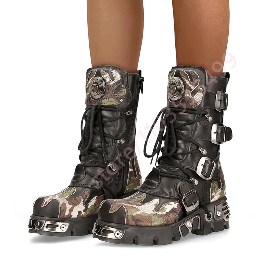 Leather Classic Strap - Punk rock camuflagem fivela de cinto