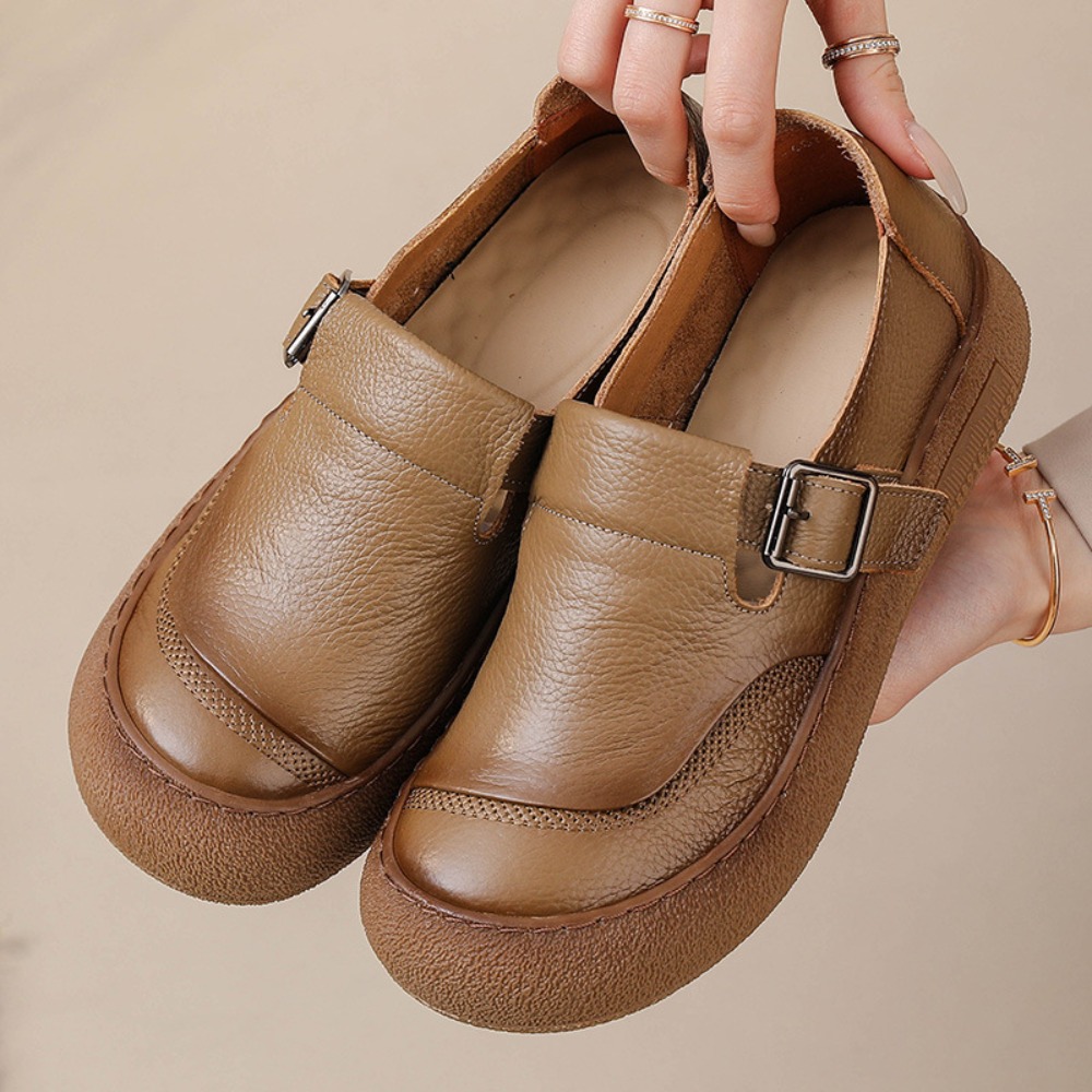 Leather Classic Strap - Sapatos casuais únicos para mulheres primavera