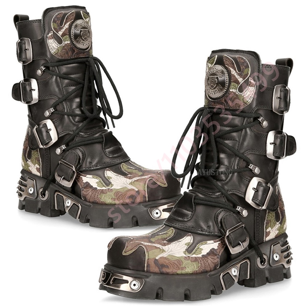 Punk rock camuflagem fivela de - Leather Classic Strap avaliação e preço