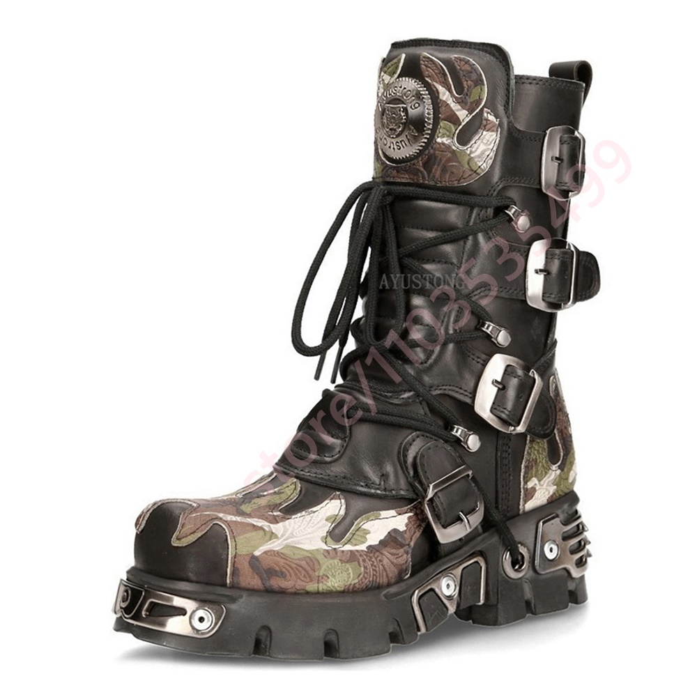 Punk rock camuflagem fivela de - Leather Classic Strap avaliação e preço
