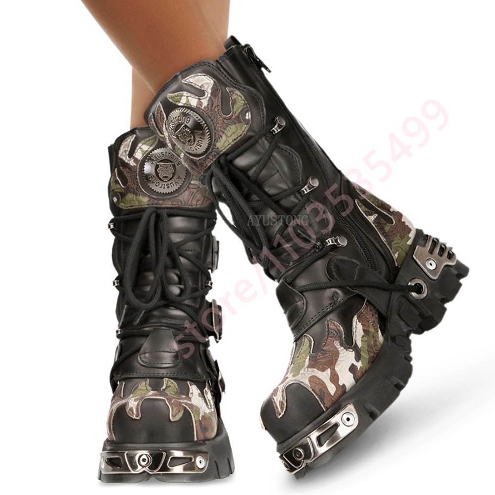 Punk rock camuflagem fivela de - Leather Classic Strap avaliação e preço